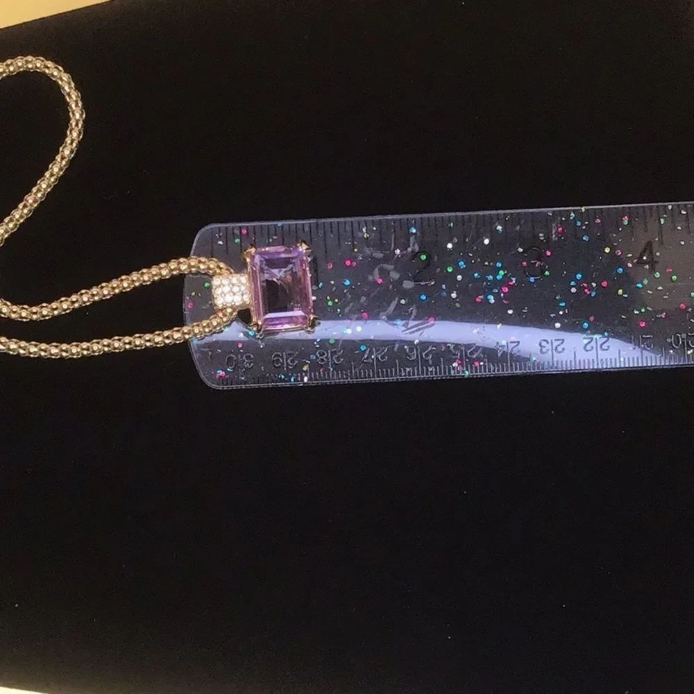 Swarovski Gold Tone Crystal Necklace & Earrings Set Swan Hallmark Light Amethyst - Picture 11 of 13